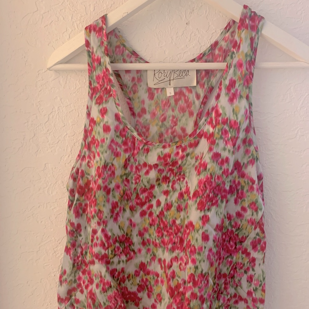 Rory Beca Silk Blouse Tank in Floral rose